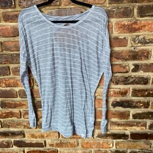 Marc New York Performance Gray Striped Twist Cut Out Open Back Top Size Small